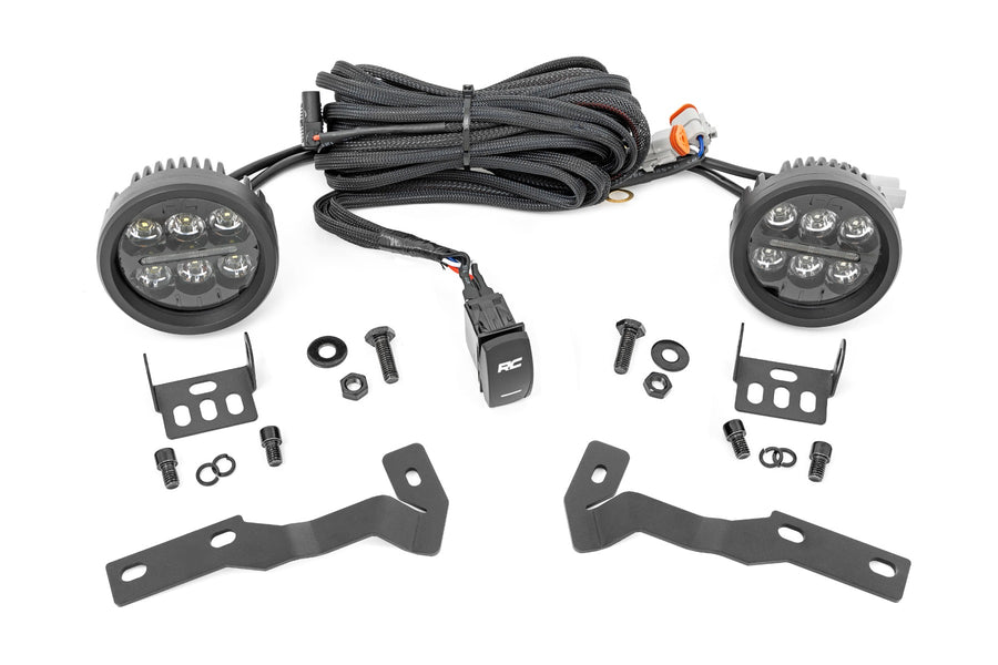 Kit de Luces LED | Montaje tipo Ditch | Serie Negro Redonda | 3.5 Inch | Ámbar DRL | Toyota Tacoma (16-23)