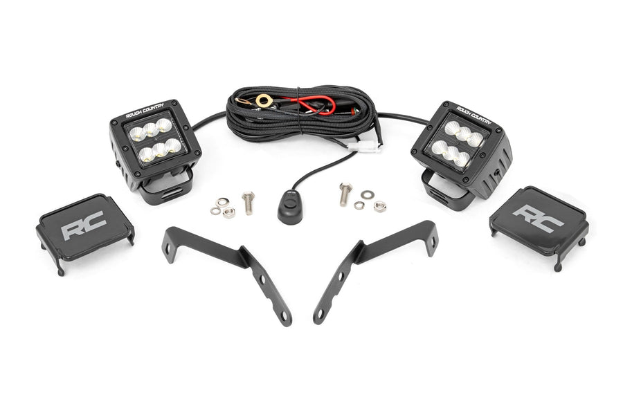 Kit de Luces LED | Montaje tipo Ditch | 2" Negro Pair | Flood | Chevy 1500 & Chevy/GMC 2500HD/3500HD (07-14)