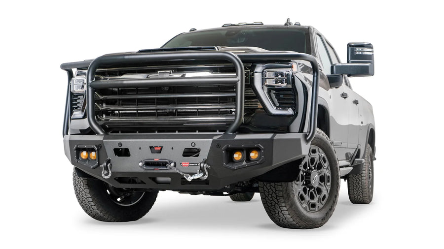 Ascent HD Front Defensa con Full protector de parrilla para 2024-2026 Chevrolet Silverado 2500/3500 HD Warn SKU 110913