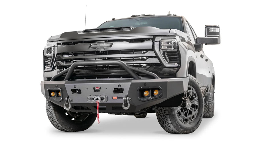 Ascent HD Front Defensa con Prerunner protector de parrilla para 2024-2026 Chevrolet Silverado 2500/3500 HD Warn SKU 110914