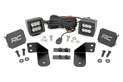 Luz LED | RR Montaje en Jaula | 2" Negro Spot Pair | Polaris Ranger 1000/Ranger XP 900/1000