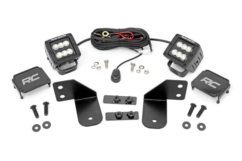 Luz LED | RR Montaje en Jaula | 2" Negro Flood Pair | Polaris Ranger 1000/Ranger XP 900/1000