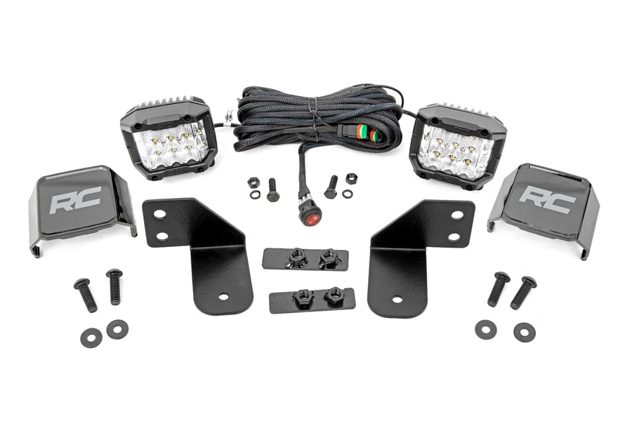 Luz LED | RR Montaje en Jaula | 2" Cromado Pair | Ángulo Amplio | Polaris Ranger 1000/Ranger XP 900/1000