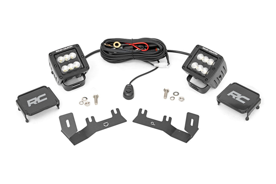 Kit de Luces LED tipo Ditch | 2in Negro Pair | Flood | Chevy/GMC 1500 (14-18 & Classic)