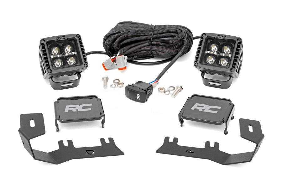 Kit de Luces LED tipo Ditch | 2in Negro Pair | Ámbar DRL | Chevy/GMC 1500 (14-18 & Classic)