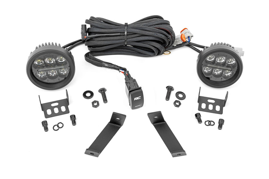 Kit de Luces LED | Montaje tipo Ditch | Serie Negro Redonda | 3.5 Inch | Ámbar DRL | Jeep Cherokee KL (14-21)