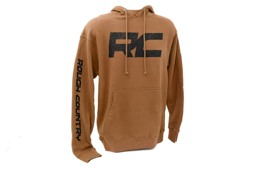 Sudadera con Capucha Rough Country | Playera RC Topográfica | Café Silla de Montar | 3XL