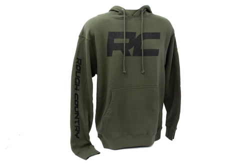 Sudadera con Capucha Rough Country | Playera RC Topográfica | Verde Militar | LG