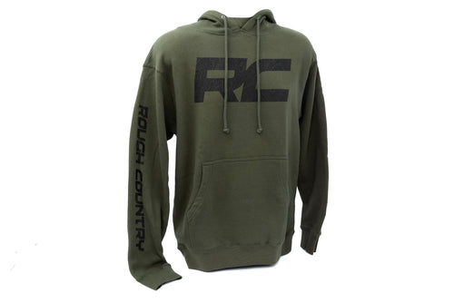 Sudadera con Capucha Rough Country | Playera RC Topográfica | Verde Militar | MD