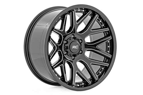 Rough Country 95 Serie Rin | Una Pieza Maquinada | Negro Brillante | 20x10 | 8x170 | -19mm