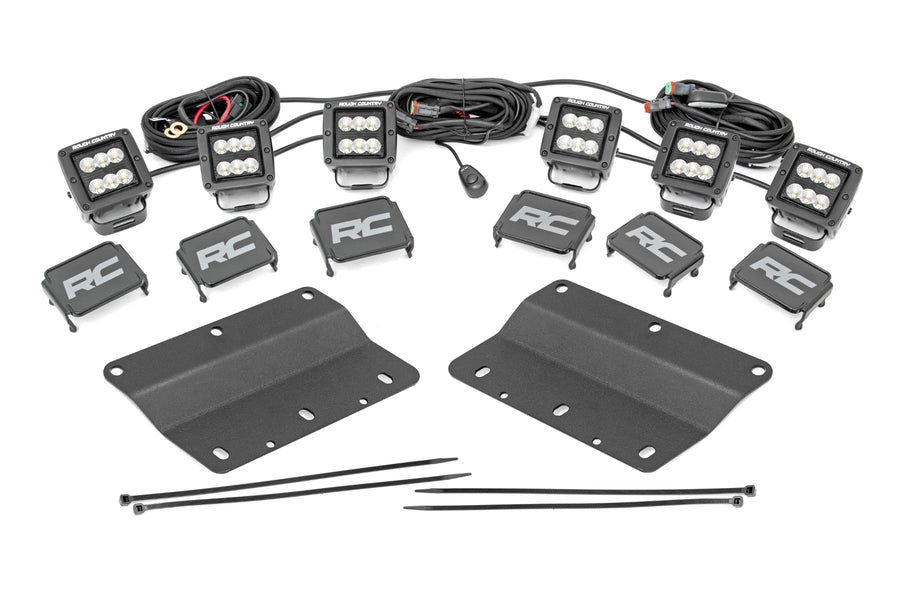 Kit de Luces LED | Montaje para Faros de Niebla | Triple 2" Negro Pair | Flood | Ford Bronco (21-26)