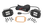 2 Inch LED Serie Negro Faros Auxiliares | Pair | Flood | Montaje Empotrado