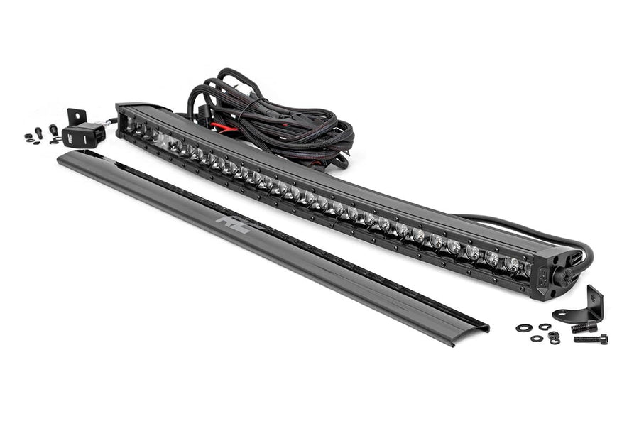 30 Inch LED Serie Negro Light Bar | Curvo | Single Row | Blanco Frío DRL