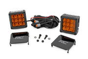 4 Inch LED Amber Faros Auxiliares | Cuadrado | Ámbar DRL | Pair