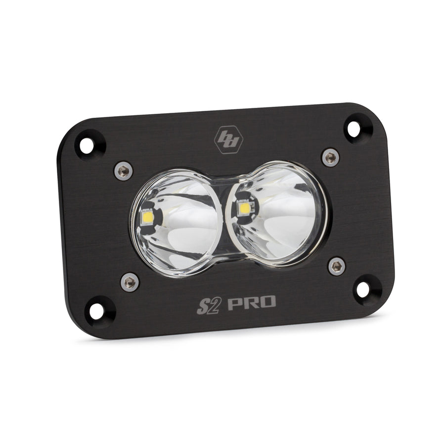 Luz auxiliar LED Baja Designs S2 Pro Black Flush Mount LED Auxiliary Light Pod - Universal (Light Pattern: Spot, Color: Clear)