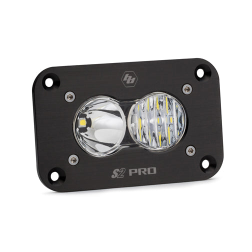 Luz auxiliar LED Baja Designs S2 Pro Black Flush Mount LED Auxiliary Light Pod - Universal (Light Pattern: Driving/Combo, Color: Clear)