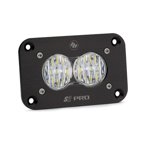 Luz auxiliar LED Baja Designs S2 Pro Black Flush Mount LED Auxiliary Light Pod - Universal (Light Pattern: Wide Cornering, Color: Clear)