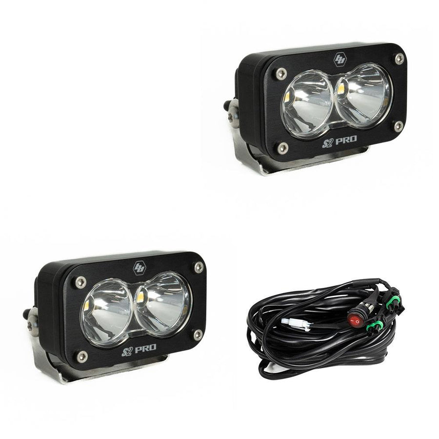 Luz auxiliar LED Baja Designs S2 Pro Black LED Auxiliary Light Pod Pair - Universal (Light Pattern: Spot, Color: Clear)