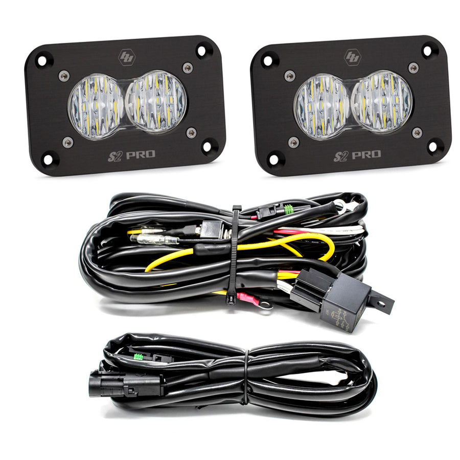 Luz auxiliar LED Baja Designs S2 Pro Black Flush Mount LED Light Pod Reverse Kit - Universal (Light Pattern: Wide Cornering, Color: Clear)