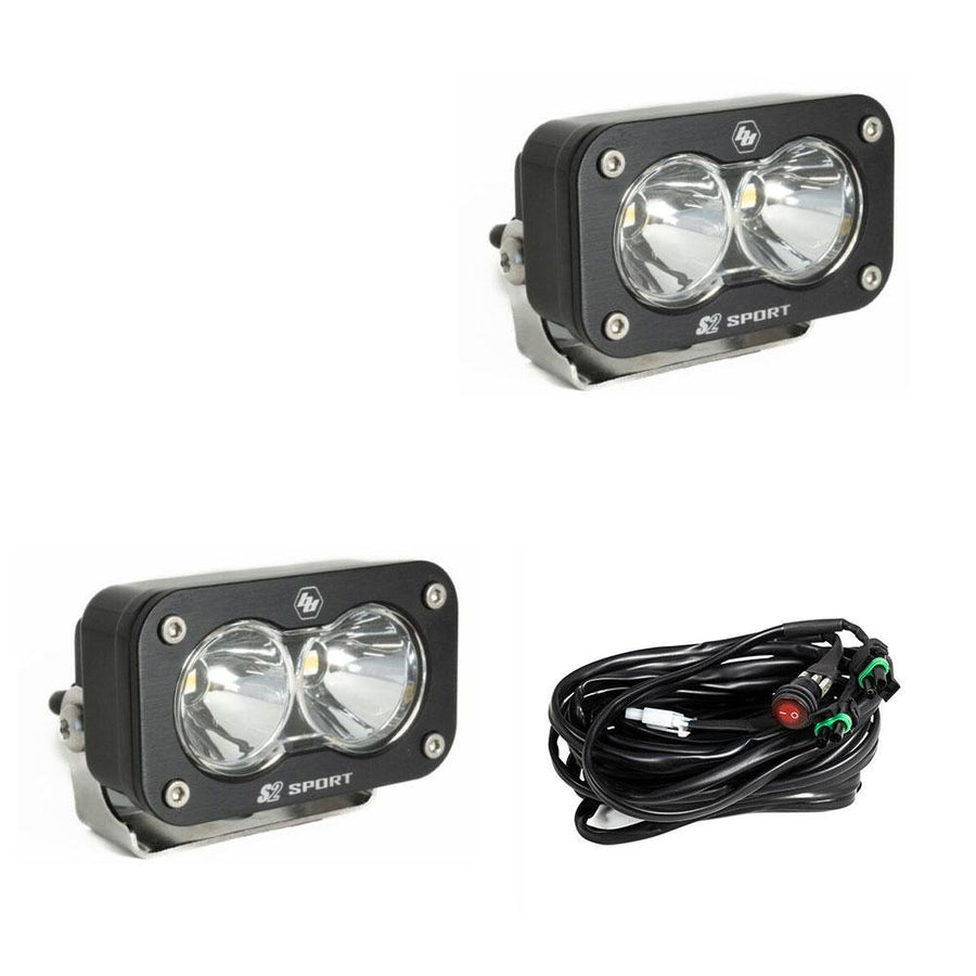 Luz auxiliar LED Baja Designs S2 Sport Black LED Auxiliary Light Pod Pair - Universal (Light Pattern: Spot, Color: Clear)