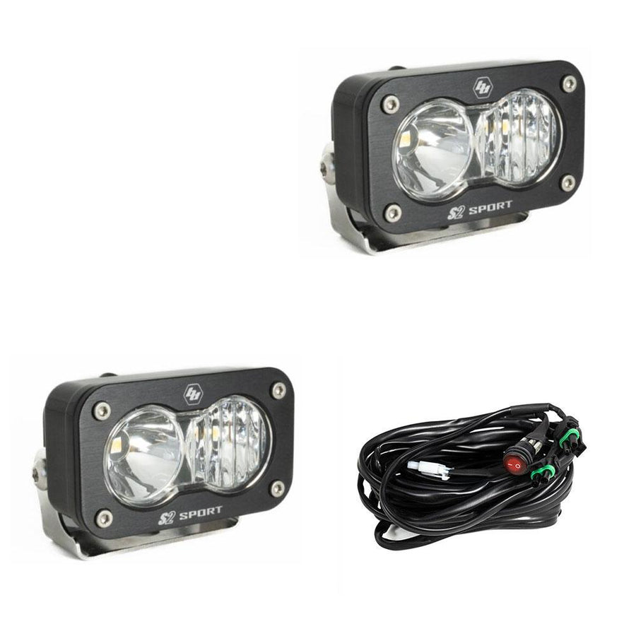Luz auxiliar LED Baja Designs S2 Sport Black LED Auxiliary Light Pod Pair - Universal (Light Pattern: Driving/Combo, Color: Clear)