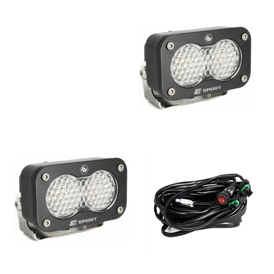 Luz auxiliar LED Baja Designs S2 Sport Black LED Auxiliary Light Pod Pair - Universal (Light Pattern: Work/Scene, Color: Clear)