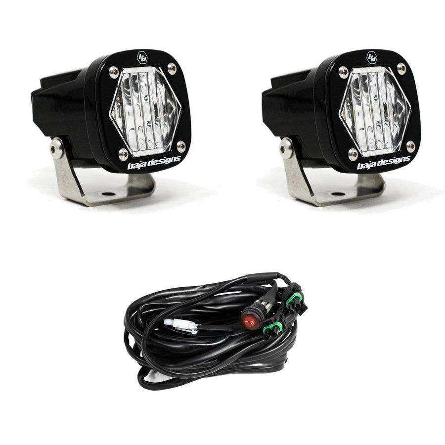 Luz auxiliar LED Baja Designs S1 Black LED Auxiliary Light Pod Pair - Universal (Light Pattern: Wide Cornering, Color: Clear)