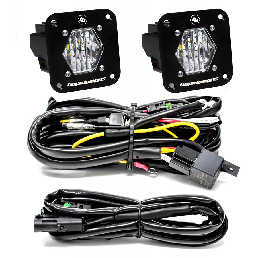 Luz auxiliar LED Baja Designs S1 Black Flush Mount LED Light Pod Reverse Kit - Universal (Light Pattern: Wide Cornering, Color: Clear)