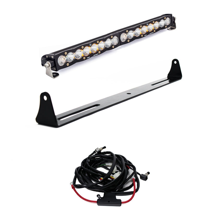 Barra de luz LED Baja Designs Chevy/GMC S8 20 Inch Bumper Light Bar Kit - Chevy/GMC 2007-13 Silverado/Sierra 1500/2500HD/3500HD {'07 New Body Style} (Light Pattern: Driving/Combo, Color: Clear)