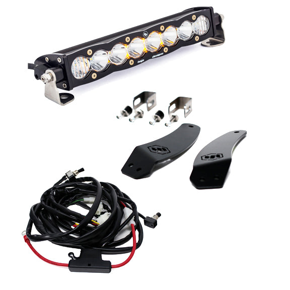 Barra de luz LED Baja Designs Textron/Arctic Cat S8 10 Inch Grille Mount Light Bar Kit - Arctic Cat 2020-21 Wildcat XX; Textron 2018-19 Wildcat XX (Light Pattern: Driving/Combo, Color: Clear)