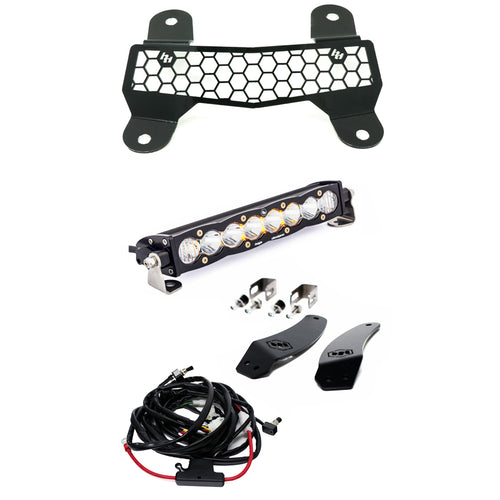 Barra de luz LED Baja Designs Textron/Arctic Cat S8 10 Inch Grille Mount Light Bar Kit w/Facia - Arctic Cat 2020-21 Wildcat XX; Textron 2018-19 Wildcat XX (Light Pattern: Driving/Combo, Color: Clear)