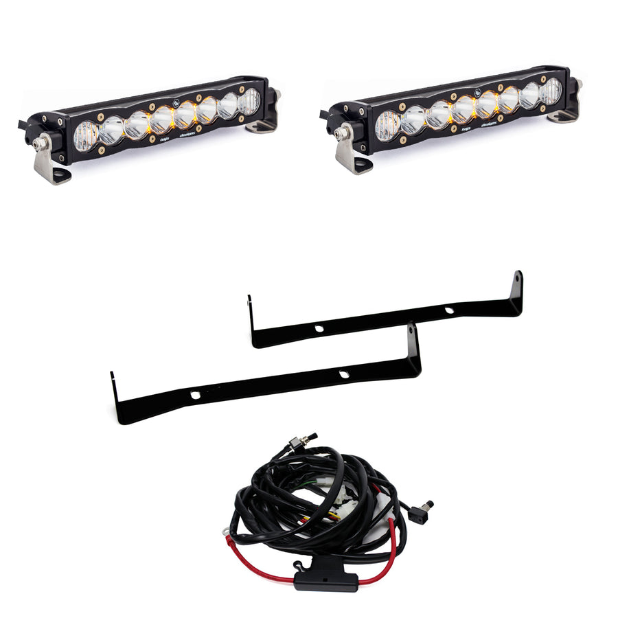 Barra de luz LED Baja Designs Toyota S8 Dual 10 Inch Grille Upper Light Kit - Toyota 2014-18 4Runner (Light Pattern: Spot, Color: Clear)