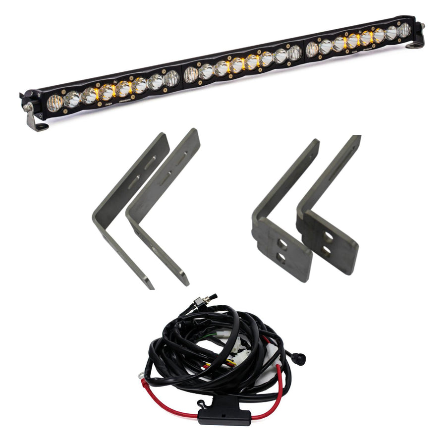 Barra de luz LED Baja Designs Ford S8 30 Inch Grille Upper Mount Kit - Ford 2011-16 F-250/350 Super Duty (Light Pattern: Driving/Combo, Color: Clear)