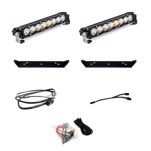 Barra de luz LED Baja Designs Ford S8 10 Inch Dual Behind Grille Light Bar Kit - Ford 2021-2026 F-150 Raptor, 2024-2026 F-150 Raptor 37/R (Light Pattern: Driving/Combo, Color: Clear)