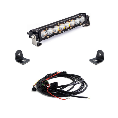 Barra de luz LED Baja Designs Polaris S8 10 Inch Hood Mount Light Bar Kit - Polaris 2019-21 RZR XP Turbo; 2018-21 RZR Turbo S (Light Pattern: Driving/Combo, Color: Clear)