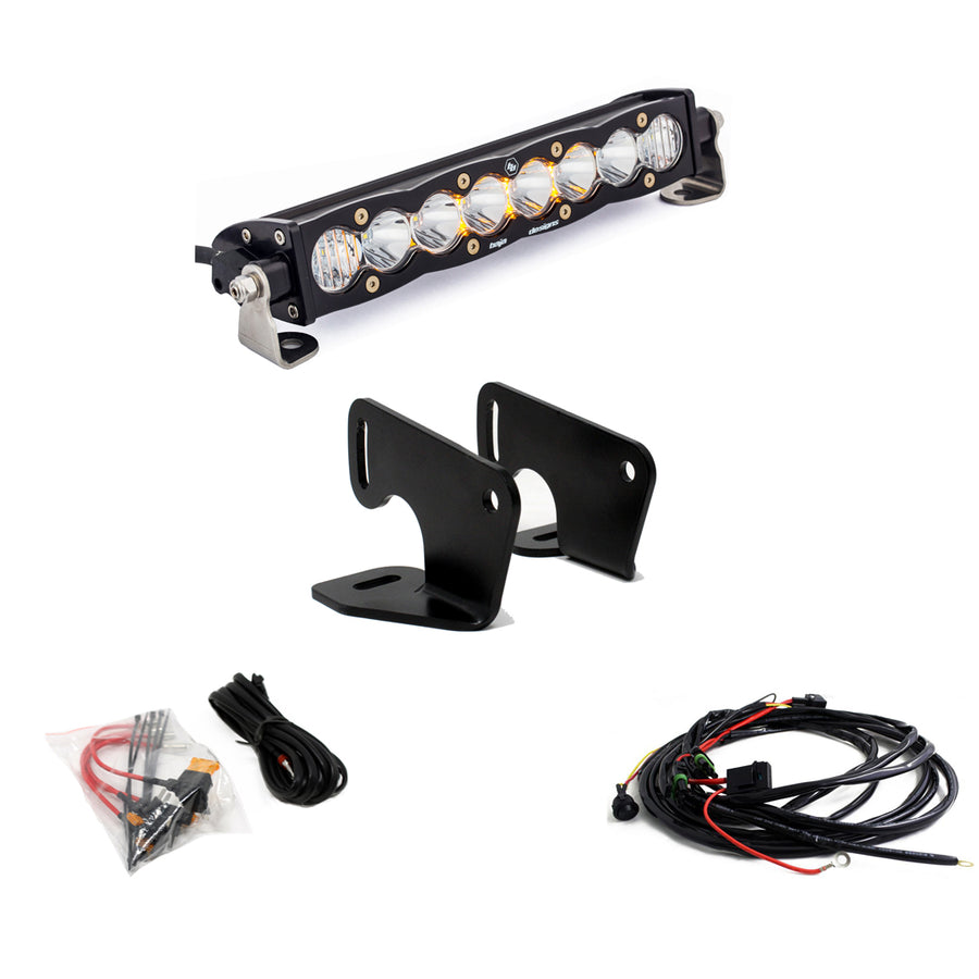 Barra de luz LED Baja Designs Polaris S8 10 Inch Hood Mount Light Bar Kit - Polaris 2020-2026 RZR Pro XP; 2024 RZR Turbo R (Light Pattern: Driving/Combo, Color: Clear)