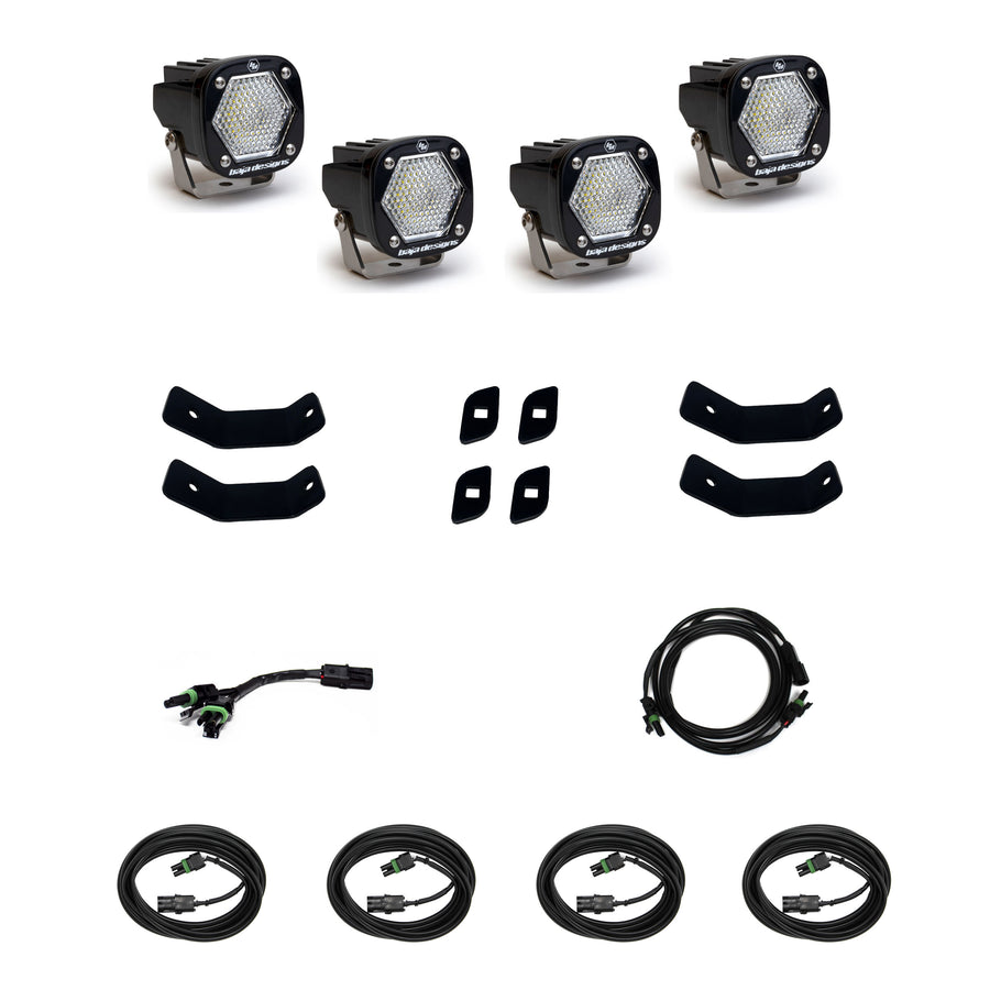 Luz auxiliar LED Baja Designs Mercedes S1 Roof Rack Rail Kit - Mercedes-Benz 2019-2026 Sprinter 1500/2500/3500 (Light Pattern: Work/Scene, Color: Clear)