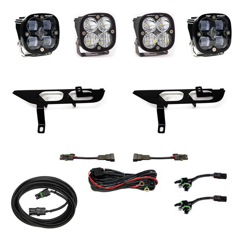 Kit de luces/faros de niebla Baja Designs Ford Squadron SAE/Pro Fog Pocket Light Kit - Ford 2021-23 F-150; NOTE: w/o Daytime Running Lights (DRL) (Light Pattern: SAE Fog, Color: Clear, Wiring Type: Toggle)