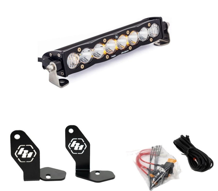 Barra de luz LED Baja Designs Polaris RZR Pro R S8 10" Hood Mount Kit - Polaris RZR Pro R 2022-2024 (Size: 10 Inch, Light Pattern: Driving/Combo, Color: Clear)