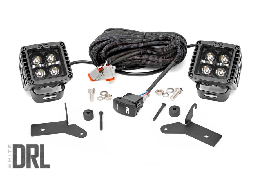 Kit de Luces LED | Montaje en Bisagra | 2" Negro Pair | Blanco DRL | Jeep Gladiator JT/Wrangler JL (18-26)