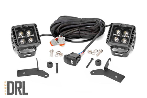 Kit de Luces LED | Montaje en Bisagra | 2" Negro Pair | Ámbar DRL | Jeep Gladiator JT/Wrangler JL (18-26)