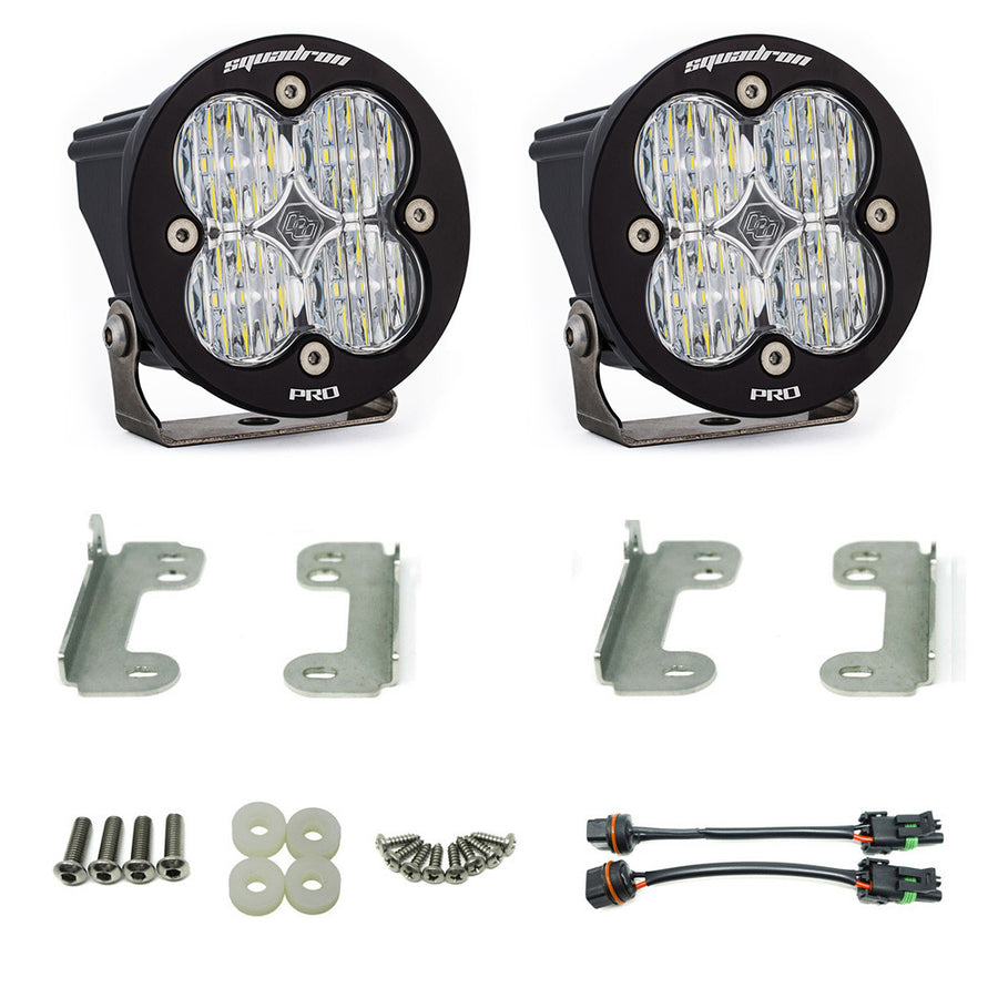 Kit de luces/faros de niebla Baja Designs Jeep JK Squadron-R Pro Fog Pocket Light Kit - Jeep 2007-09 Wrangler JK; NOTE: w/ Standard OE Bumper (Lighting Pattern: Wide Cornering, Color: Clear)