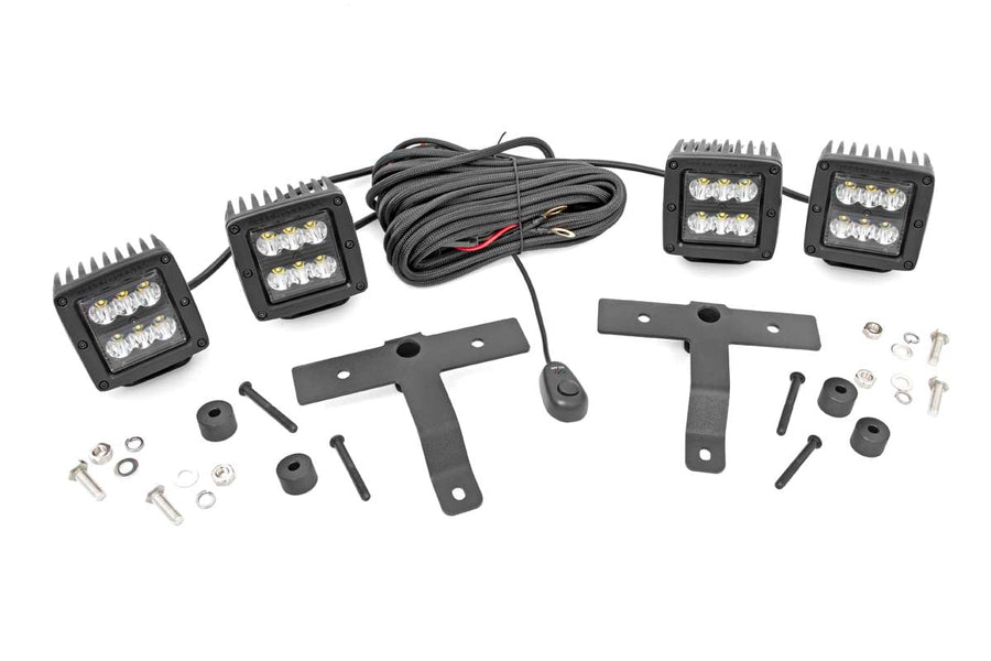 Quad Kit de Luces LED | Montaje en Cowl | 2" Negro Pairs | Spot | Jeep Gladiator JT/Wrangler JL (18-26)