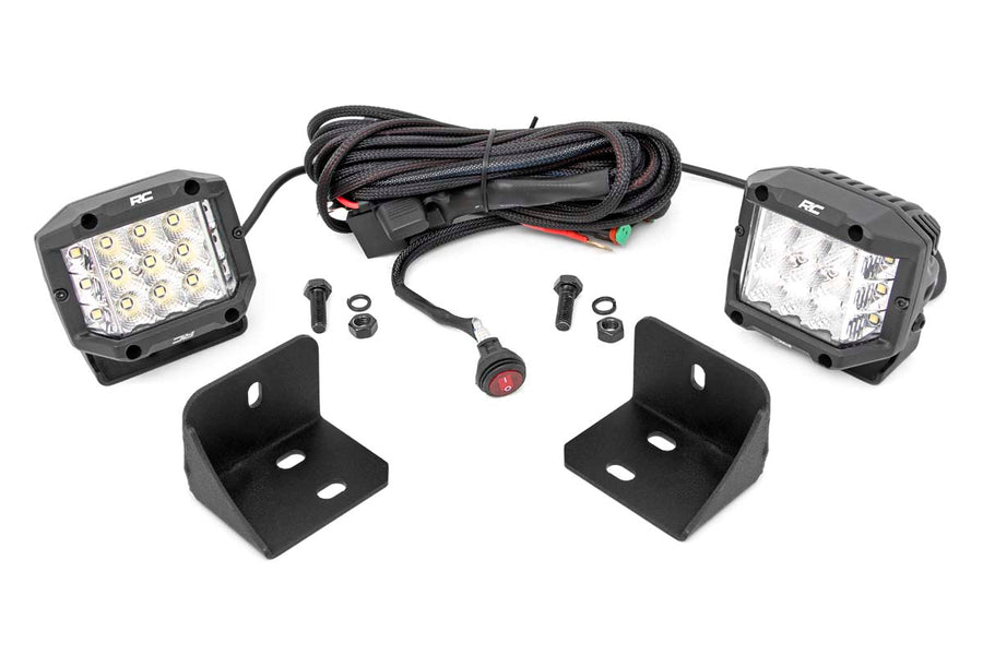 Luz LED | Montaje de Cabina Trasera | 3" Cromado Pair | Ángulo Amplio | Can-Am Defender HD 5/HD 8/HD 9/HD 10