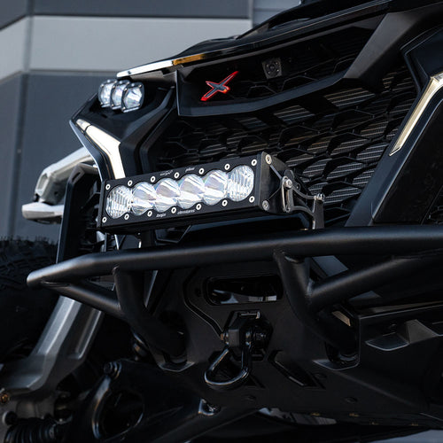 Barra de luz LED Baja Designs Can-Am Maverick R Pre-Runner Bumper Light Kits - Can-Am Maverick R 2024-2026 (Lights: 10" OnX6+, Light Pattern: Driving Combo, Lens Color: Clear)