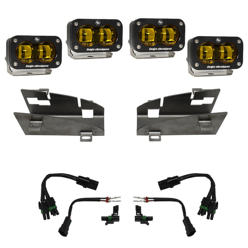Kit de luces/faros de niebla Baja Designs RAM Dual S2 SAE Fog Pocket Light Kit - RAM 2019-24 1500 Rebel; 2021-24 1500 TRX (Color: Baja Amber)