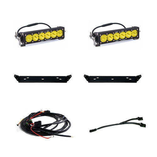 Barra de luz LED Baja Designs Ford OnX6+ 10 Inch Dual Behind Grille Light Bar Kit - Ford 2021-2026 F-150 Raptor, 2024-2026 F-150 Raptor 37/R (Light Pattern: Driving/Combo, Color: Baja Amber)