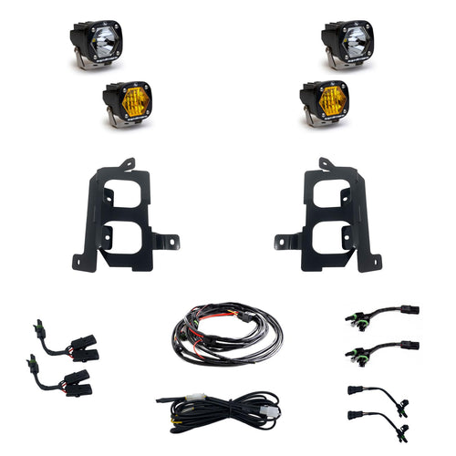 Kit de luces/faros de niebla Baja Designs GMC S1 Dual Fog Pocket Light Kit - GMC 2020-23 Sierra 2500HD/3500HD (Light Pattern: Wide Cornering/Spot, Color: Baja Amber/Clear)