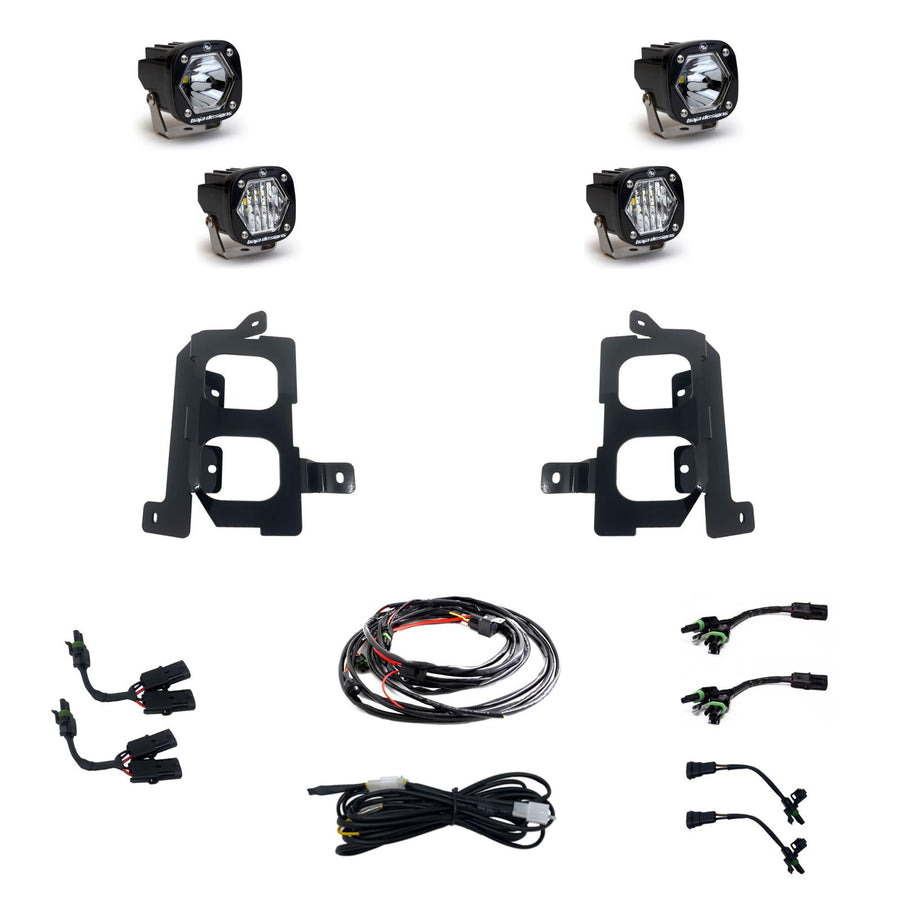 Kit de luces/faros de niebla Baja Designs GMC S1 Dual Fog Pocket Light Kit - GMC 2019-22 Sierra 1500 (Light Pattern: Wide Cornering/Spot, Color: Clear/Clear)