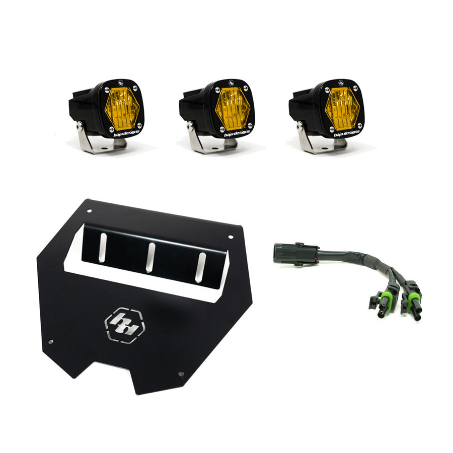 Luz auxiliar LED Baja Designs Polaris RZR Pro R S1 Lower Facia Kit - Polaris RZR Turbo R 2020-2024, Pro R 2022-2026, Pro S 2025, Pro XP 2020-2026 (Light Pattern: Wide Cornering, Color: Baja Amber)
